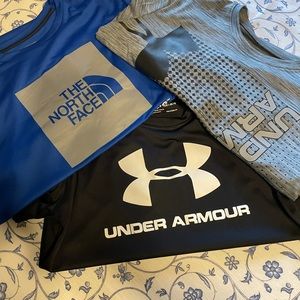 Boys Lg sports TShirts 1 NorthFace & 2 UnderArmour
